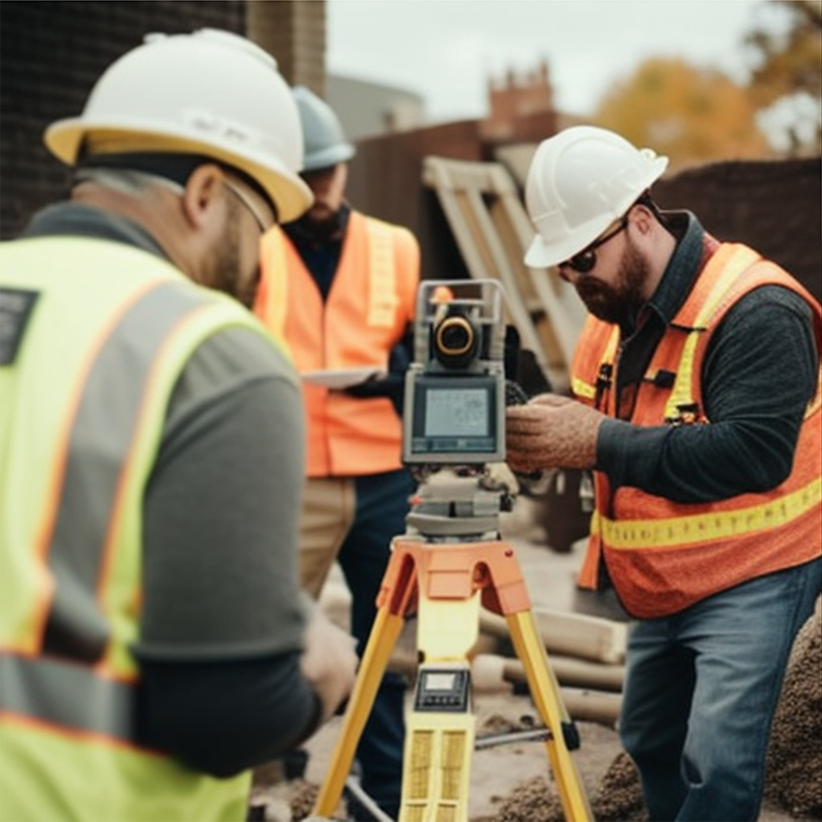 Surveyors at a construction site